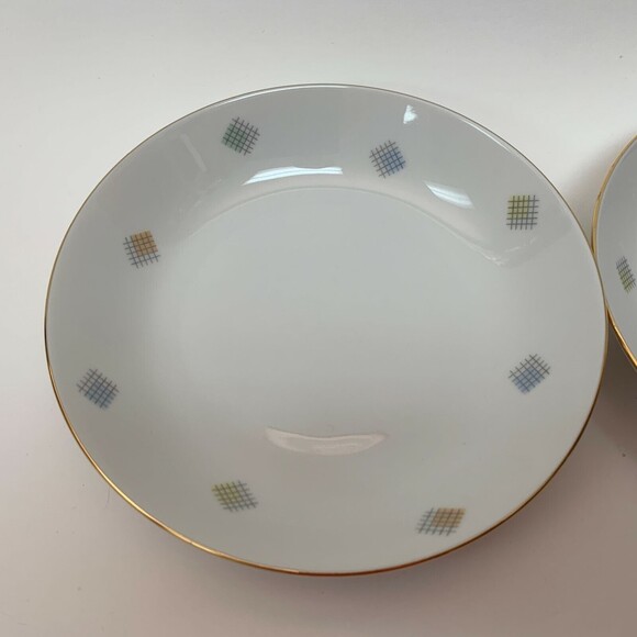 Seltmann Weiden Bavaria Western Germany Coup Bowls Lot of 2 Gray Grids Squares - Picture 3 of 8